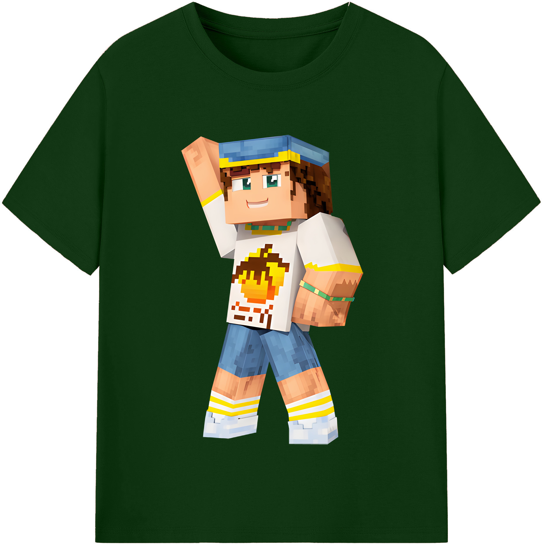 （画像用） マインクラフト ブロックの世界 Minecraft MC Block world 綿100％半袖Tシャツ（フロントプリント）